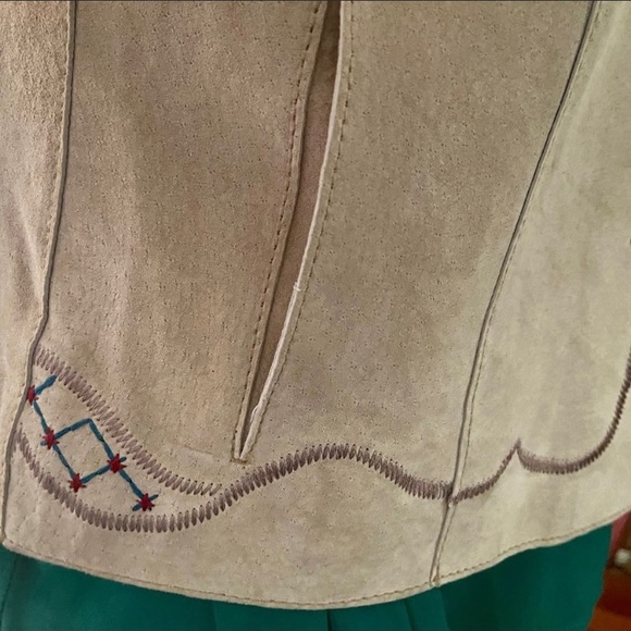 Embroidered Leather/Suede Jacket - Picture 5 of 12